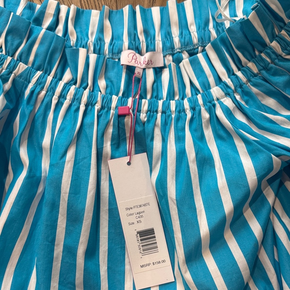 Parker Turquoise and White Striped Skirt